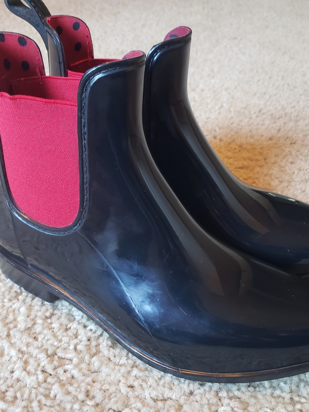 Glossy Black Ralph Lauren Tally Rain Boots 8